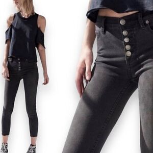 Free People Exposed Button Fly Skinny Jeans